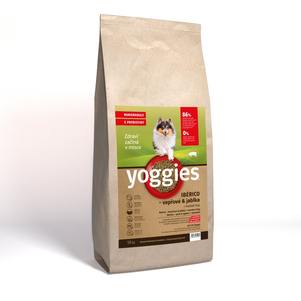 Yoggies kaldpresset hundefôr ibérico svin med epler MINI, 10 kg sekk
