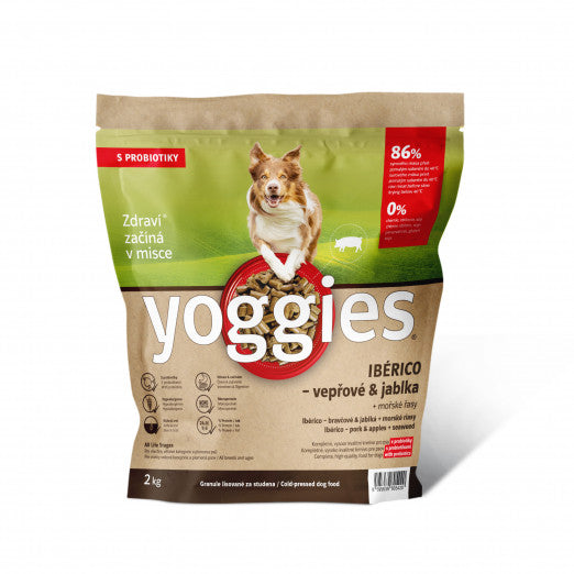 Yoggies kaldpresset hundefôr ibérico svin med epler, 2 kg sekk
