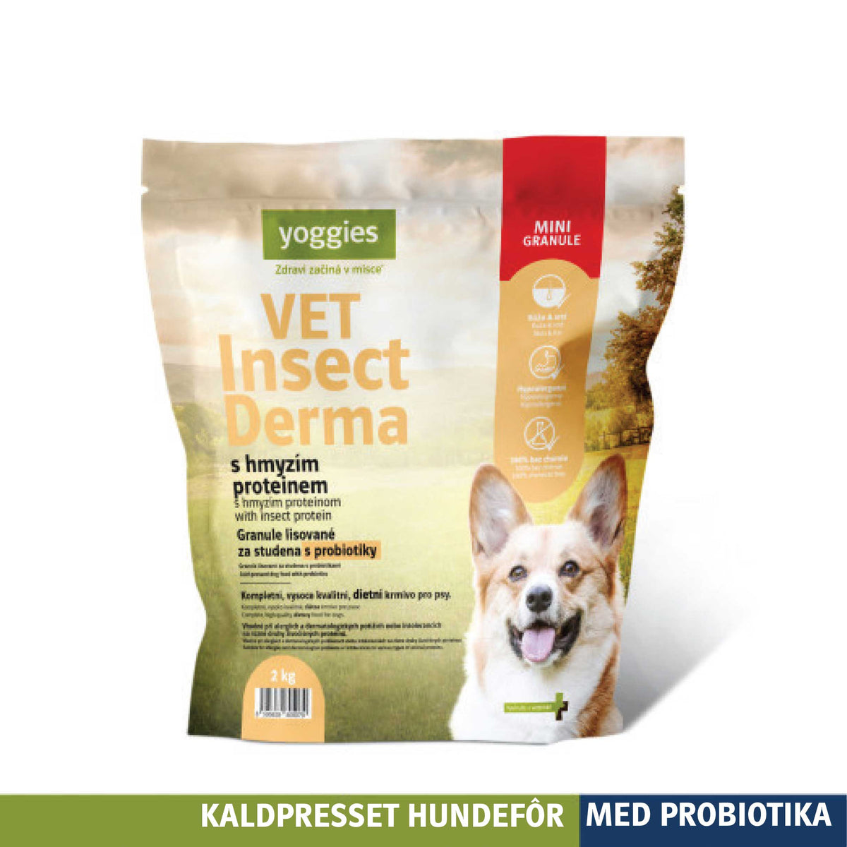 Yoggies VET Insect Derma MINI kaldpresset hundefôr, 2 kg sekk