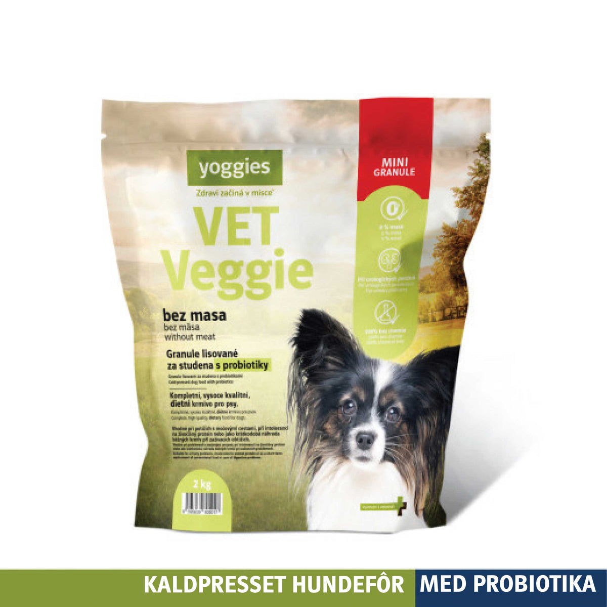 Yoggies VET Veggie MINI kaldpresset hundefôr, 2 kg sekk