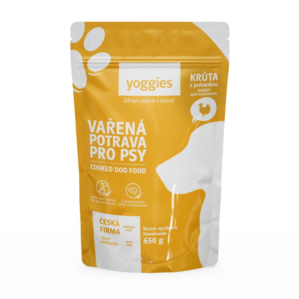 Yoggies kokt fullfôr til hund, kalkun med bokhvete, 650 g