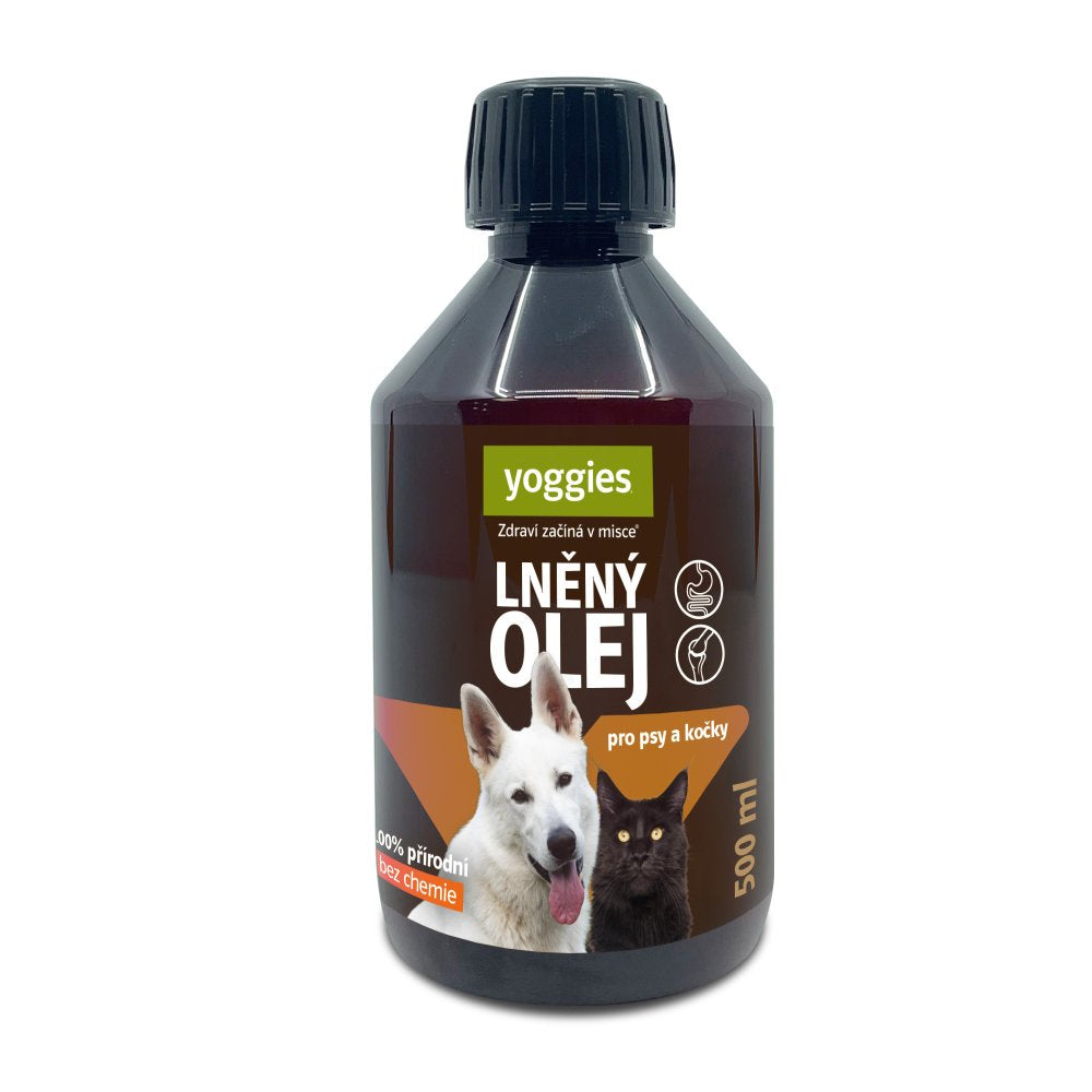 Yoggies linolje for hund og katt, 500 ml flaske