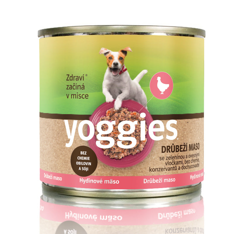 Yoggies våtfôr til hund med kylling, havregryn og grønnsaker, 200 g boks