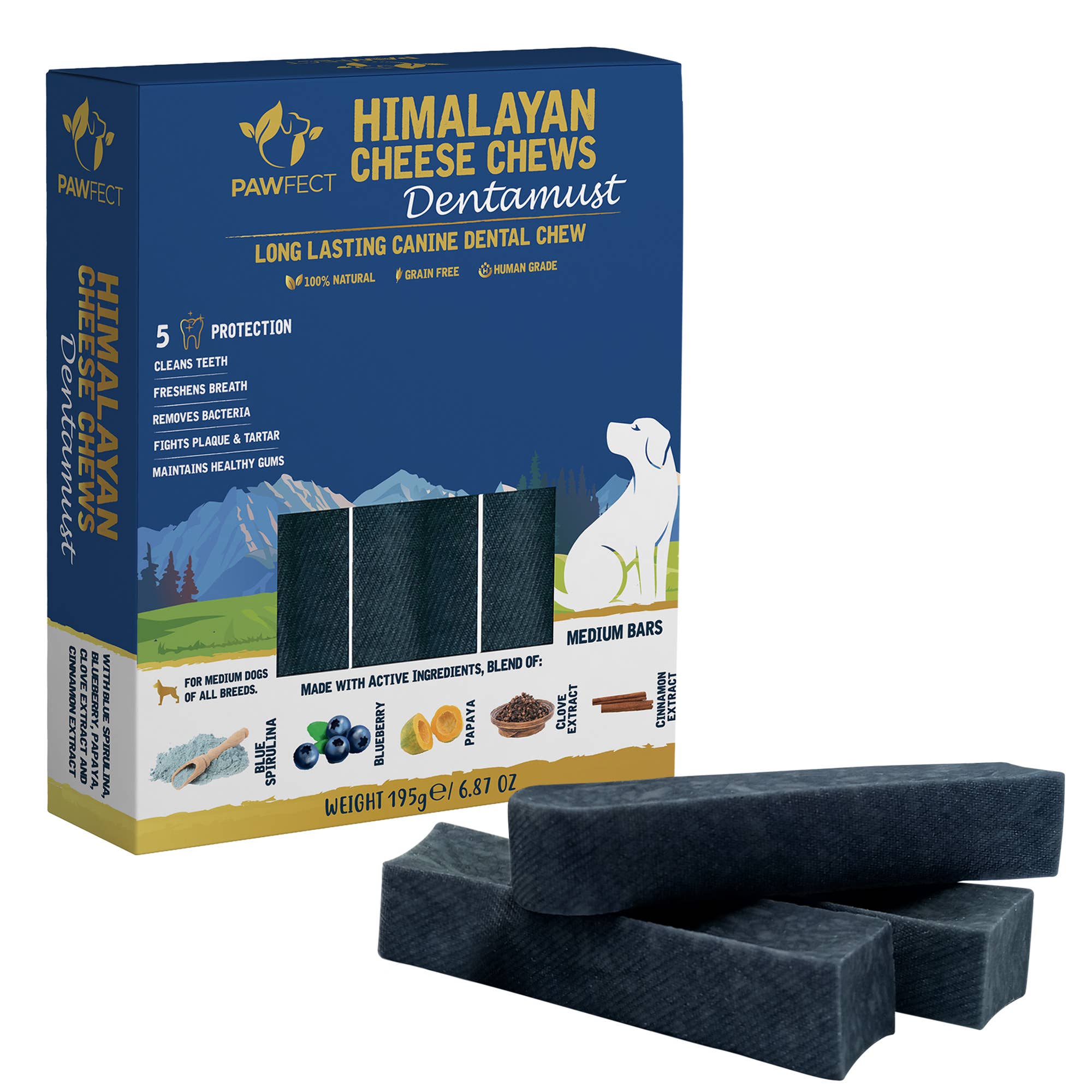 Himalayan Cheese Chews tyggebein - BLÅBÆR (3-pack)