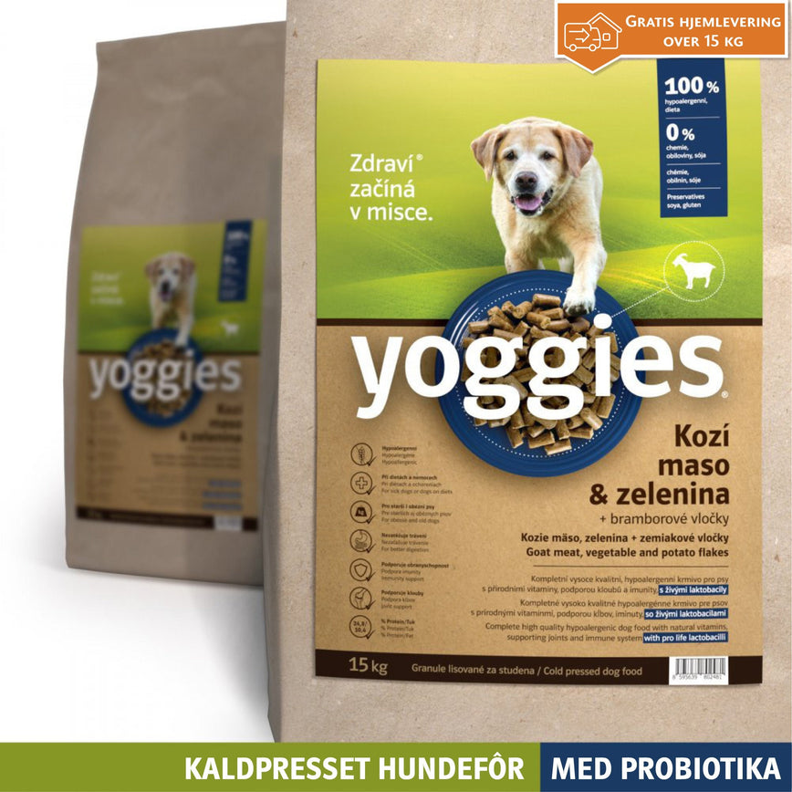 HYPOALLERGENISK - GEIT med probiotika - kaldpresset hundefôr YOGGIES