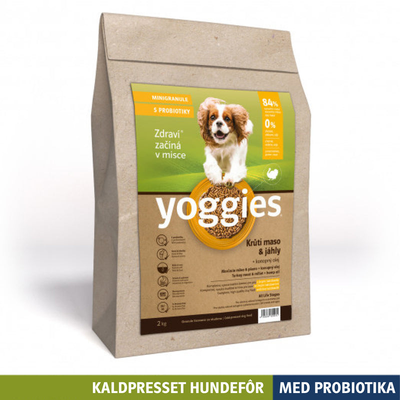 2 kg KALKUN & hirse med hampolje og probiotika MINI - kaldpresset hundefôr YOGGIES