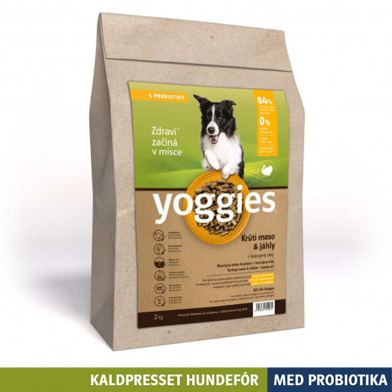 2 kg KALKUN & hirse med hampolje og probiotika - kaldpresset hundefôr YOGGIES