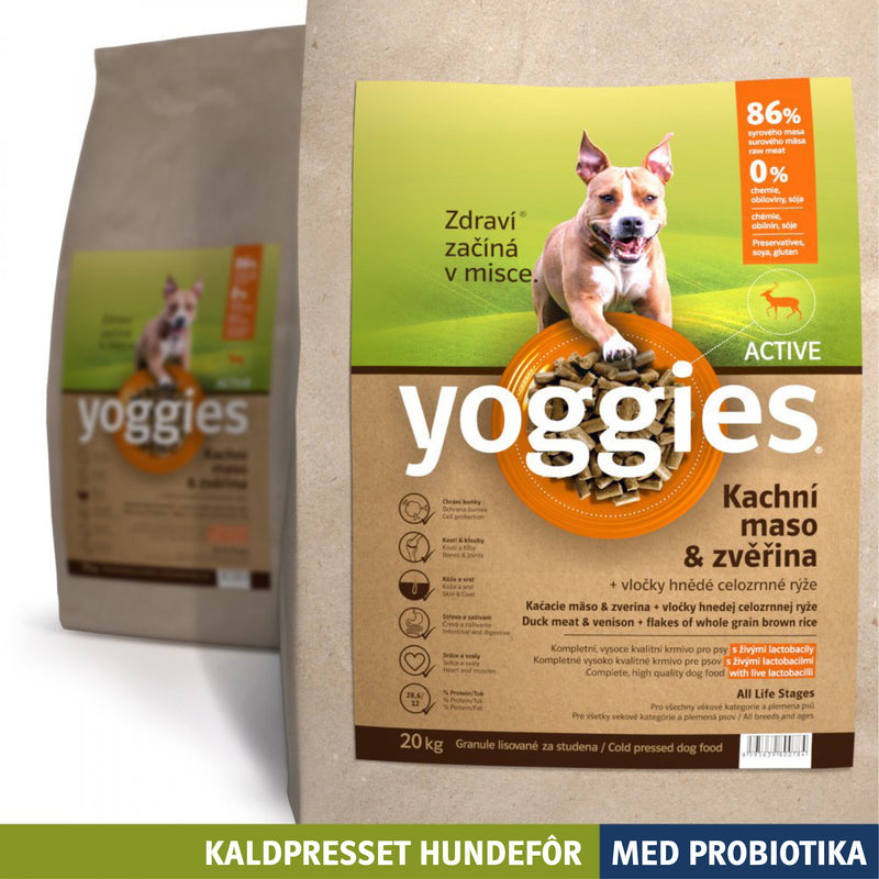 20 kg ACTIVE – AND & VILT med probiotika - kaldpresset hundefôr YOGGIES