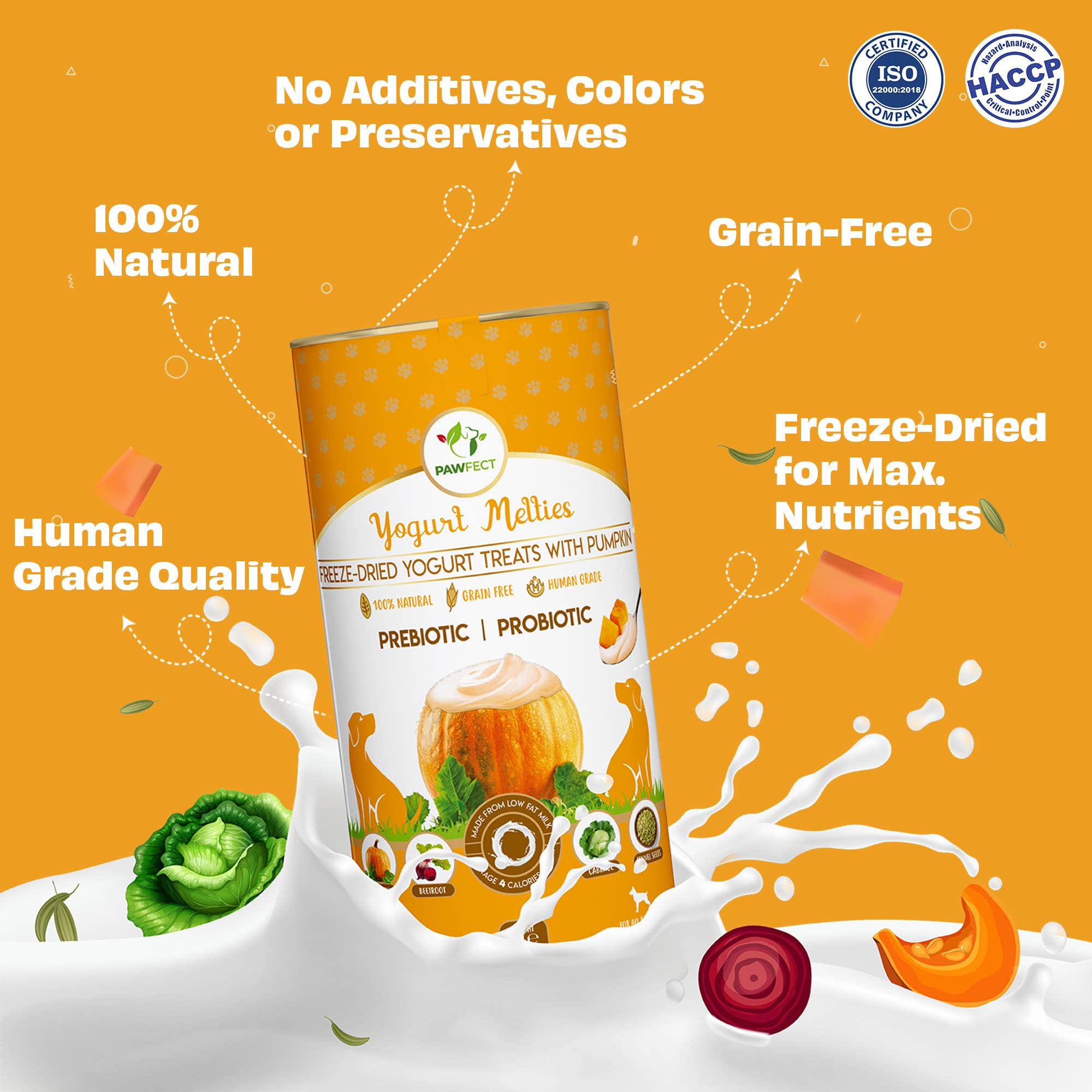 GRESSKAR & YOGHURT hundegodbiter med prebiotika og probiotika – Pawfect Yogurt Melties