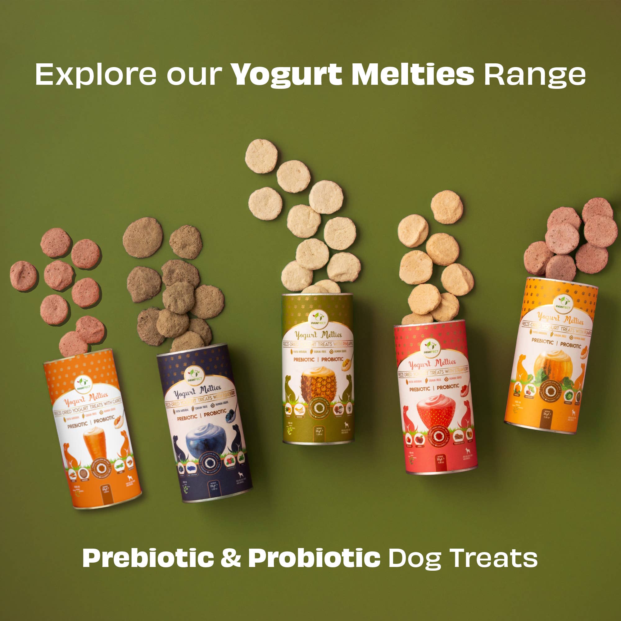 ANANAS & YOGHURT hundegodbiter med prebiotika og probiotika – Pawfect Yogurt Melties