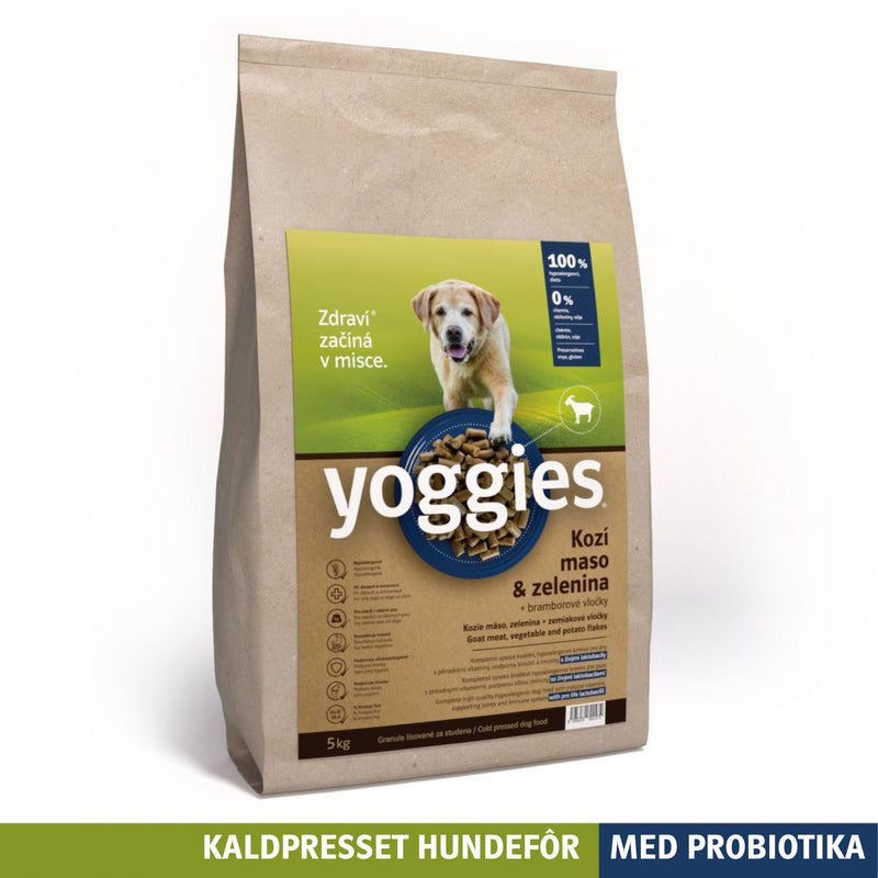 5 kg HYPOALLERGENISK - GEIT med probiotika - kaldpresset hundefôr YOGGIES