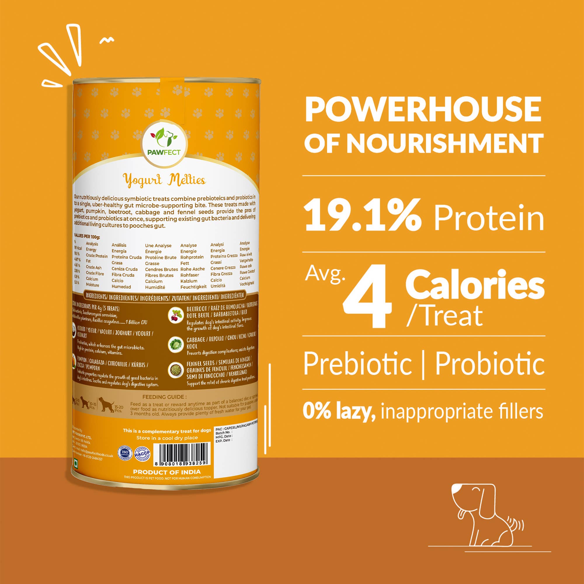 GRESSKAR & YOGHURT hundegodbiter med prebiotika og probiotika – Pawfect Yogurt Melties