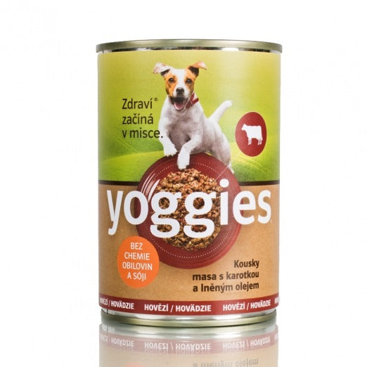 Monoprotein STORFEKJØTT med gulrot og linolje - våtfôr YOGGIES hund