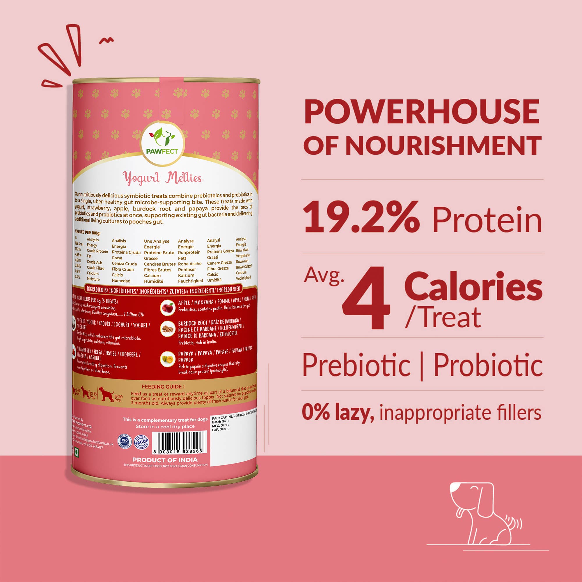 JORDBÆR & YOGHURT hundegodbiter med prebiotika og probiotika – Pawfect Yogurt Melties