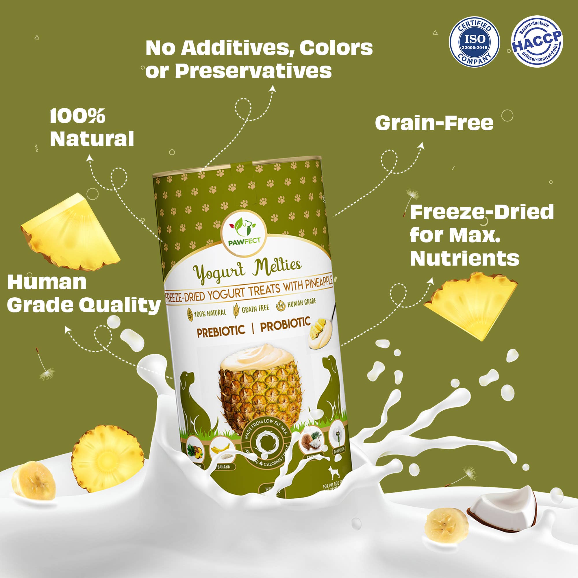 ANANAS & YOGHURT hundegodbiter med prebiotika og probiotika – Pawfect Yogurt Melties
