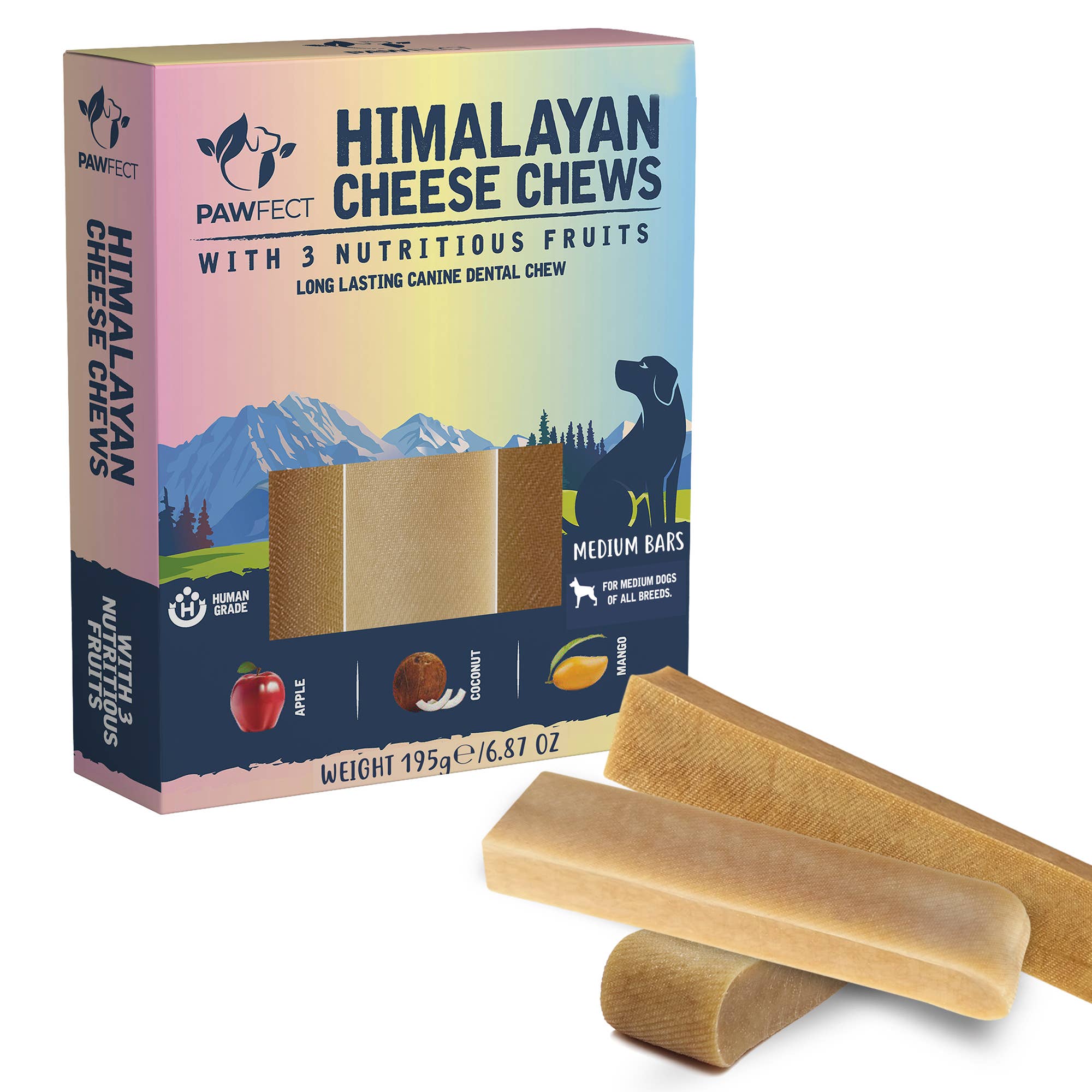 Himalayan Cheese Chews tyggebein - EPLE, KOKOS & MANGO (3-pack)